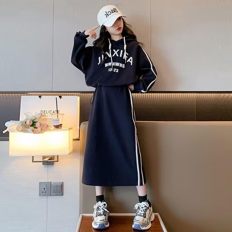 【130cm】ワンピース パーカー スカート インナー 女の子 秋服 冬服 春服 Amazon.co.jp: [Wimis] 子供服 2点セット セットアップ 上下セット
